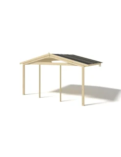 ALTANKA - Abri de jardin en bois - 4x4 m + terrasse avec balustrade et avant-toit en bois - 28 m2 - dom371+dom618+dom548+pod04 - altanka