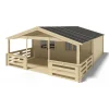ALTANKA - Abri de jardin en bois - 6x5 m + terrasse avec balustrade et avant-toit en bois - 48 m2 - dom747+dom556+dom558+pod04 - altanka