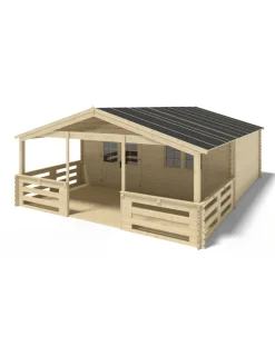 ALTANKA - Abri de jardin en bois - 6x5 m + terrasse avec balustrade et avant-toit en bois - 48 m2 - dom747+dom556+dom558+pod04 - altanka