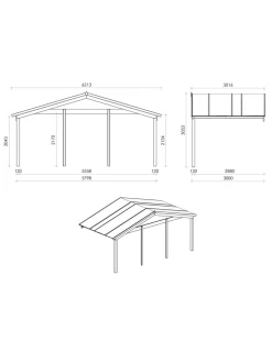 ALTANKA - Abri de jardin en bois - 6x5 m + terrasse avec balustrade et avant-toit en bois - 48 m2 - dom747+dom556+dom558+pod04 - altanka
