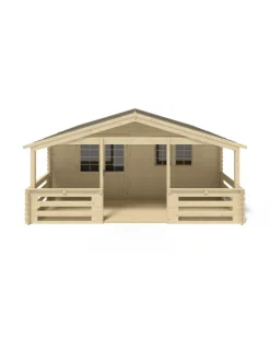 ALTANKA - Abri de jardin en bois - 6x5 m + terrasse avec balustrade et avant-toit en bois - 48 m2 - dom747+dom556+dom558+pod04 - altanka
