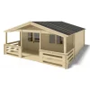 ALTANKA - Abri de jardin en bois - 6x5 m + terrasse avec balustrade et avant-toit en bois - 42 m2 - dom747+dom553+dom555+pod04 - altanka