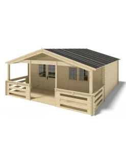 ALTANKA - Abri de jardin en bois - 6x5 m + terrasse avec balustrade et avant-toit en bois - 42 m2 - dom747+dom553+dom555+pod04 - altanka