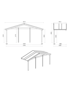 ALTANKA - Abri de jardin en bois - 6x5 m + terrasse avec balustrade et avant-toit en bois - 42 m2 - dom747+dom553+dom555+pod04 - altanka