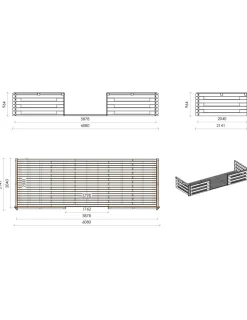 ALTANKA - Abri de jardin en bois - 6x5 m + terrasse avec balustrade et avant-toit en bois - 42 m2 - dom747+dom553+dom555+pod04 - altanka