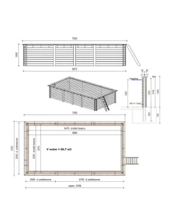 ALTANKA - Piscine en bois aqua 7x3,75 - h.1,45 m fixations à sceller - bas7308ospi - altanka
