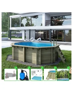 ALTANKA - Piscine en bois nemo 4,3x3 - h.1,18 m fixations à sceller - bas7302ospi - altanka