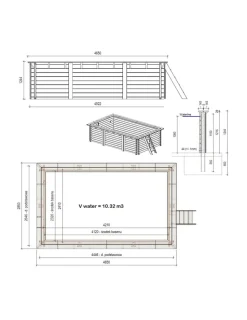 ALTANKA - Piscine en bois aqua 4,65x2,85 - h.1,24 m fixations à sceller - bas7306ospi - altanka