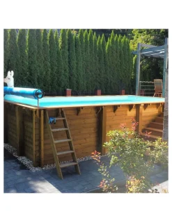 ALTANKA - Piscine en bois aqua 4,65x2,85 - h.1,24 m fixations à sceller - bas7306ospi - altanka