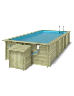 ALTANKA - Piscine en bois aqua 7x3,75 - h.1,45 m fixations à sceller - bas7308ospi+sza - altanka