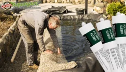 AQUAGART - 4 x colle, natte de bordure de bassin, bâche gravillonnée, filet anti-érosion pour le film de bassin 290 ml, blanc