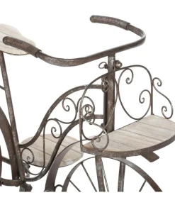ATMOSPHERA - Porte plantes vélo en bois et métal aspect vintage h 59 cm