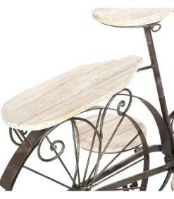 ATMOSPHERA - Porte plantes vélo en bois et métal aspect vintage h 59 cm