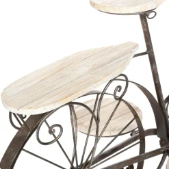 ATMOSPHERA - Porte plantes vélo en bois et métal aspect vintage h 59 cm
