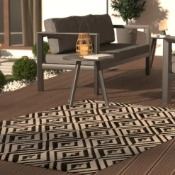 ATMOSPHERA - Tapis décoratif noir pour extérieur ou intérieur en polypropylène 150 x 230 cm