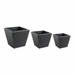 AUBRY GASPARD - Cache-pots en résine tressée (lot de 3) carré