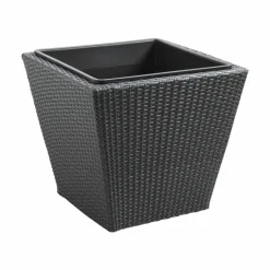 AUBRY GASPARD - Cache-pots en résine tressée (lot de 3) carré