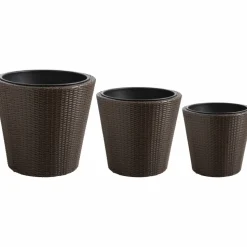 AUBRY GASPARD - Cache-pots en résine tressée (lot de 3) ronde
