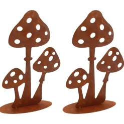 AUBRY GASPARD - Décor champignons sur pied en métal vieilli lot de 2