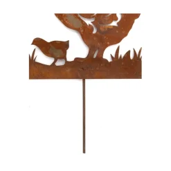 AUBRY GASPARD - Décor de jardin poules et coq en métal vieilli