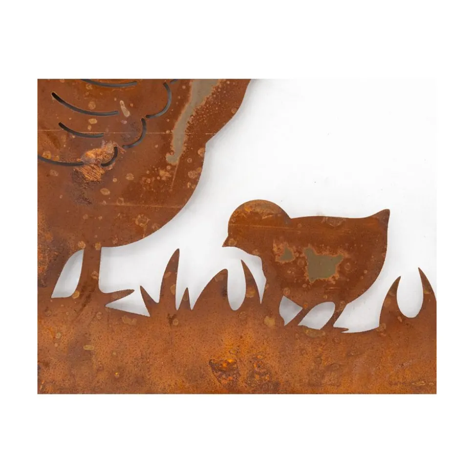AUBRY GASPARD - Décor de jardin poules et coq en métal vieilli