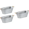 AUBRY GASPARD - Jardinière ovale zinc et bois (lot de 3)