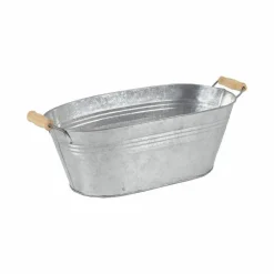 AUBRY GASPARD - Jardinière ovale zinc et bois (lot de 3)