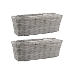 AUBRY GASPARD - Jardinière en osier et bois 40 x 15 x 14 cm