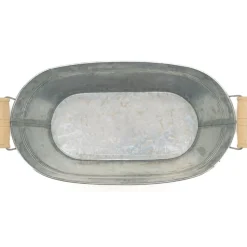 AUBRY GASPARD - Jardinière ovale zinc et bois grand modèle
