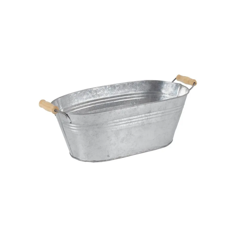 AUBRY GASPARD - Jardinière ovale zinc et bois petit modèle