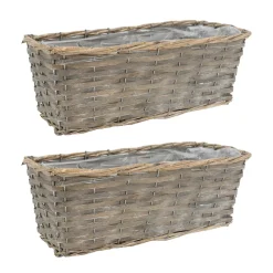AUBRY GASPARD - Jardinière en osier et bois 35 x 14 x 13 cm