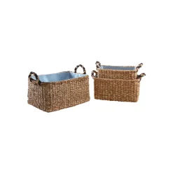 AUBRY GASPARD - Jardinières rectangulaires en jonc et zinc (lot de 3)
