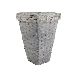 AUBRY GASPARD - Pot de fleurs carré en bois et osier gris