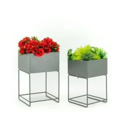 AUBRY GASPARD - Sellettes de jardin en métal (lot de 2) carré