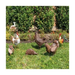 AUBRY GASPARD - Statue de coq en métal coloré