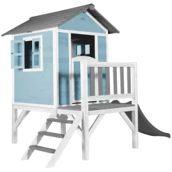 AXI - Axi maison enfant beach lodge xl en bleu avec toboggan en gris