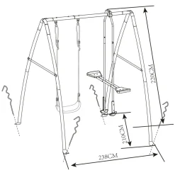 AXI - Axi set de balançoire en métal en anthracite & crème 3 agrès