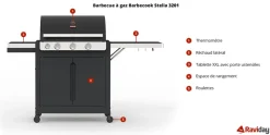 BARBECOOK - Barbecue à gaz 3 feux barbecook stella 3201