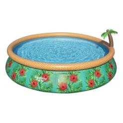 BESTWAY - Piscine hors sol fast set? Diametre 457 x 84 cm avec filtre a cartouche et fontaine integree, decor fleurs