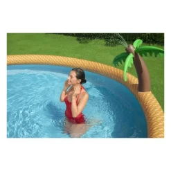 BESTWAY - Piscine hors sol fast set? Diametre 457 x 84 cm avec filtre a cartouche et fontaine integree, decor fleurs