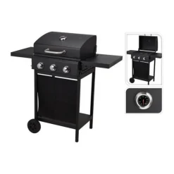 BIGBUY BBQ - Barbecue à gaz vaggan 139 x 56,5 x 106 cm noir