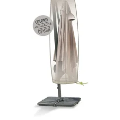BRIGHTON - Housse pour parasol déporté D.5 m polyester anthracite - H.240xD.45 cm