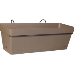 CHAPELU FRÈRES - Kit mini jardinière Cocoripot taupe 30 avec plateau clipsé et support