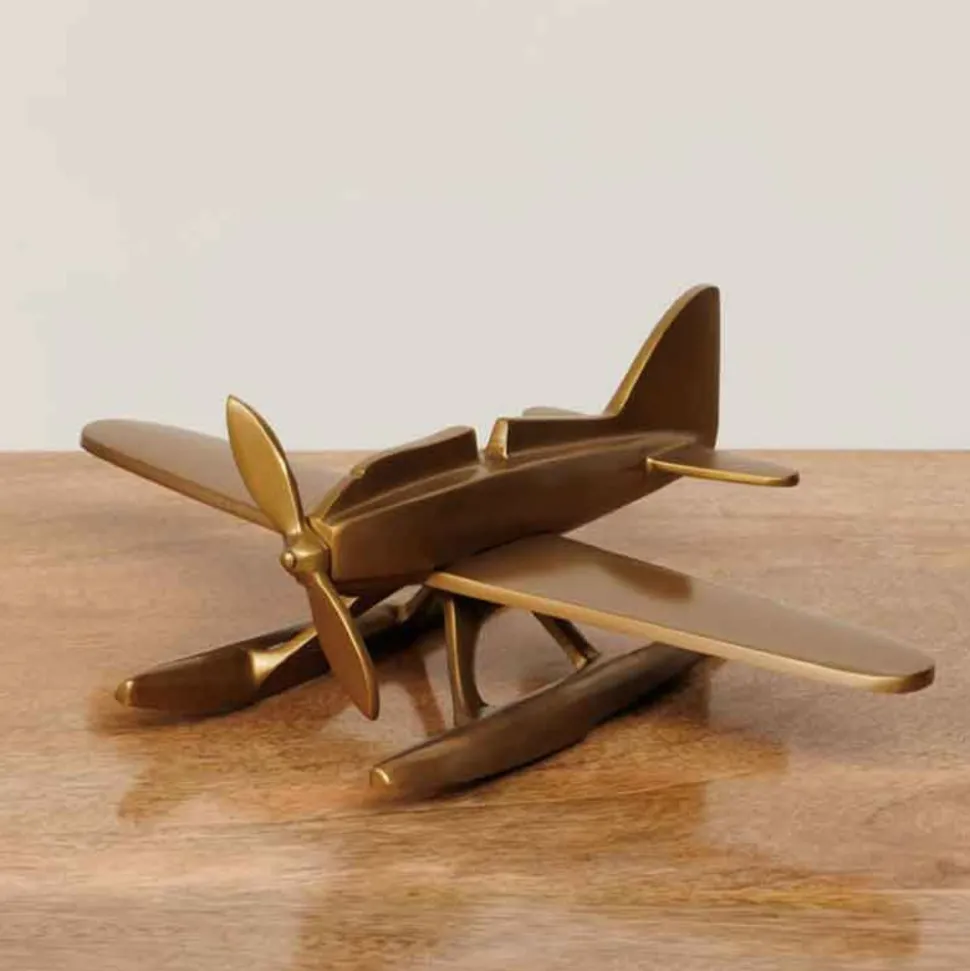 CHEHOMA - Objet décoratif hydravion doré 25x25x19cm