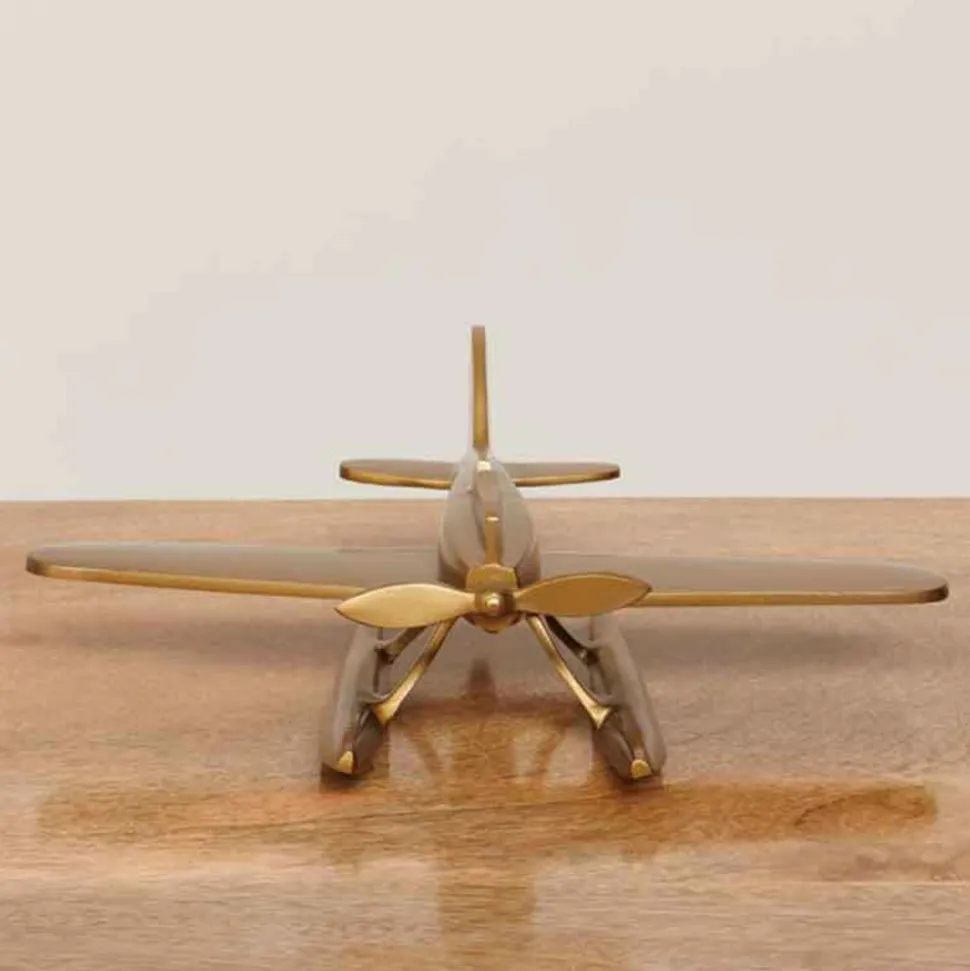 CHEHOMA - Objet décoratif hydravion doré 25x25x19cm