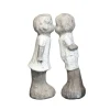 CHEMIN DE CAMPAGNE - ~ statue statuette sculpture jardin couple ciment émaillé blanc 30cm