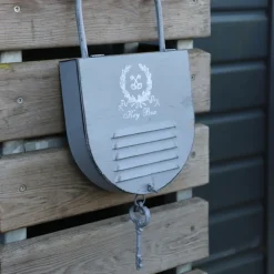 CHEMIN DE CAMPAGNE - Boite armoire à clés murale décorative en métal gris 23 x 50 cm