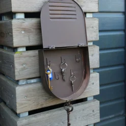 CHEMIN DE CAMPAGNE - Boite armoire à clés murale décorative en métal marron 23 x 50 cm