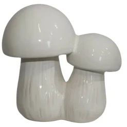 CHEMIN DE CAMPAGNE - Champignons double en céramique émaillée blanche 22 x 13 x 21.5cm