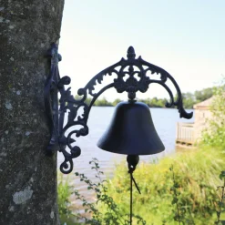 CHEMIN DE CAMPAGNE - Cloche de jardin de porte ancienne en fonte noire 25 x 26 cm